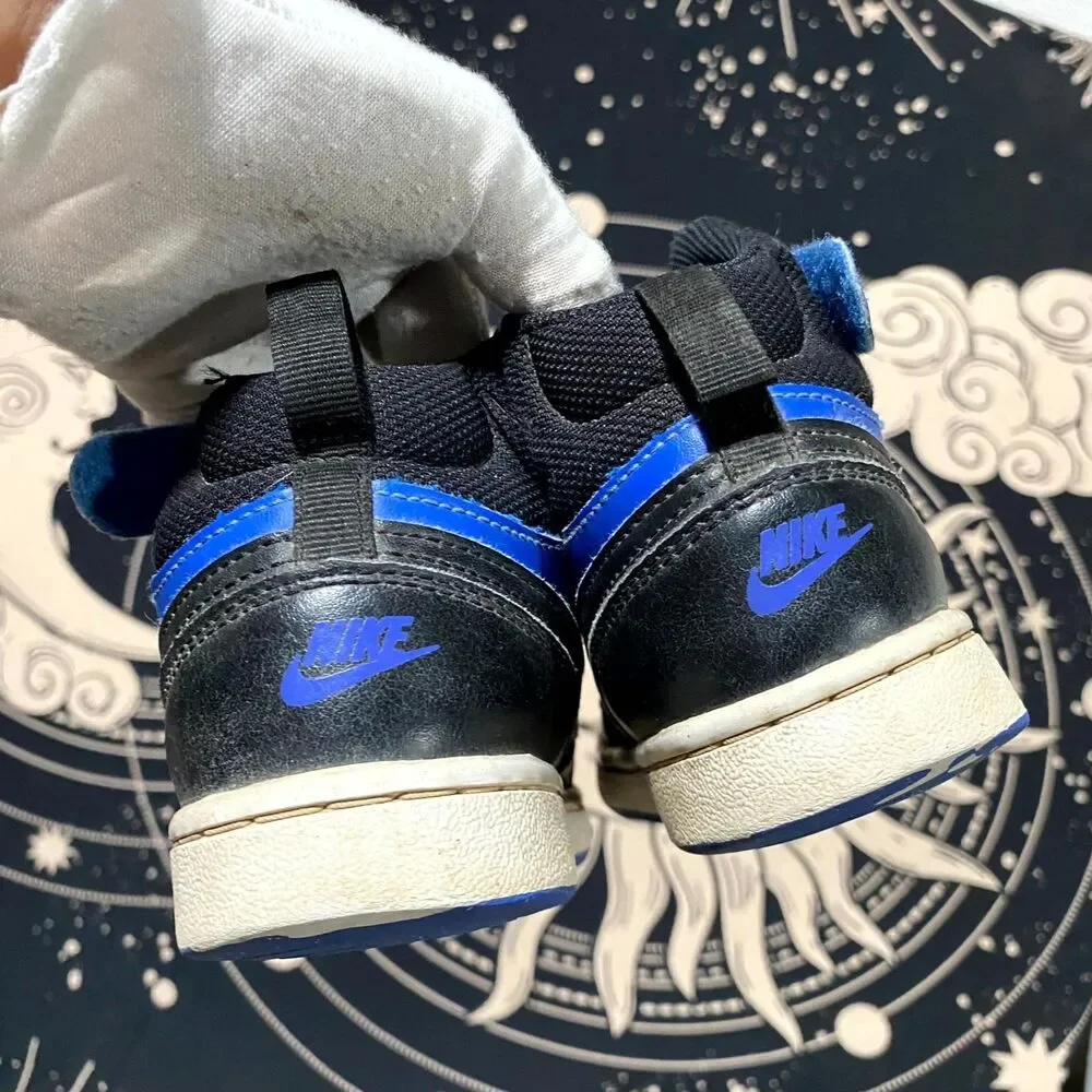 Nike Court Borough Mid 2 CD7783-404 Athletic Sneaker Boys 1Y Blue/Black Leather